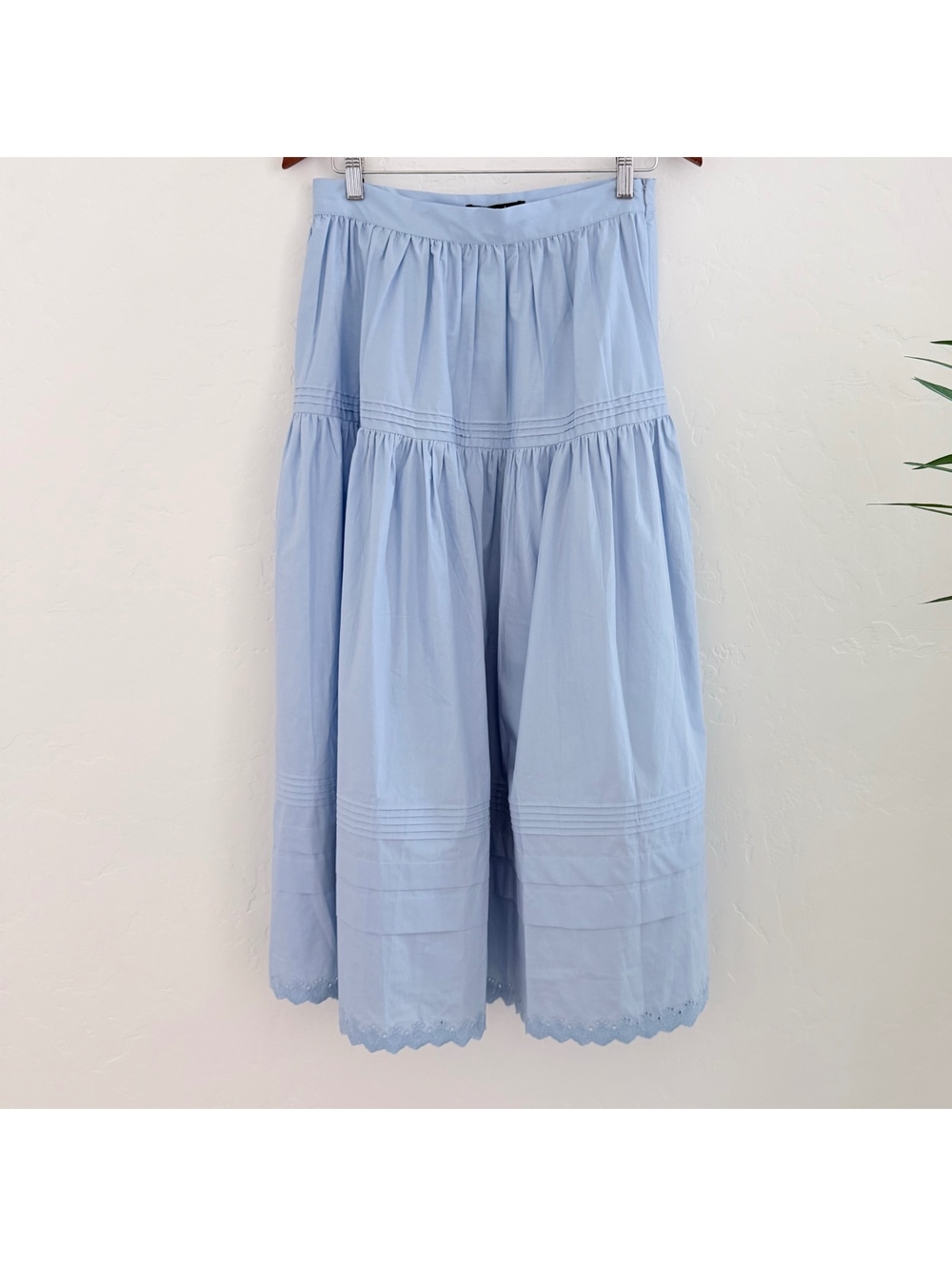 o.p.t by Few Moda Beth Cotton Floaty Maxi Skirt Lace Trim Size 6 Light Blue - Picture 4 of 9